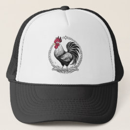 Boné Black and white rooster