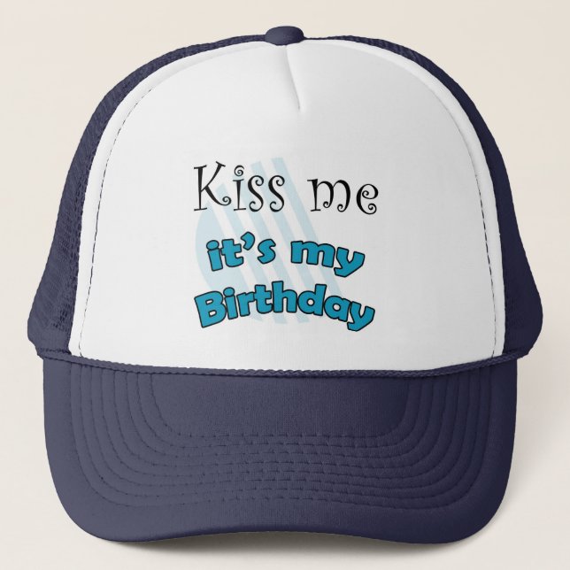 Boné Blauwe kiss me it's my birthday (Frente)