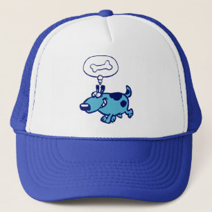 Boné Blue Cartoon Dog pensando em osso Chapéu