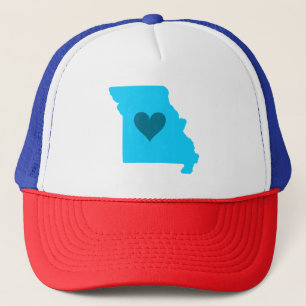 Boné Blue Heart in State Missouri Outline