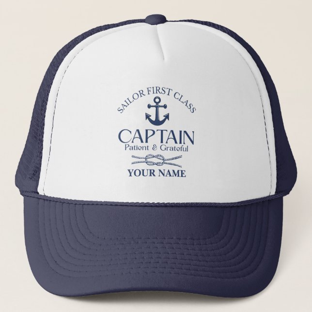 Boné Blue Nautical personalized Sailor captain  (Frente)