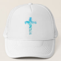 Blue Watercolor Christian Cross Baptism