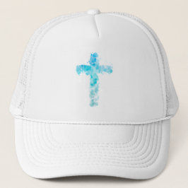 Boné Blue Watercolor Christian Cross Baptism