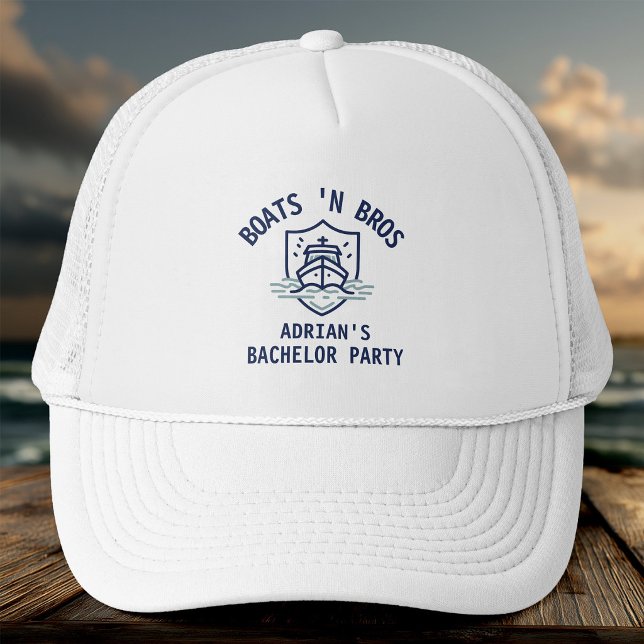 Boné Boats N Bros Bachelor Party Favor Nautical Groom (Criador carregado)
