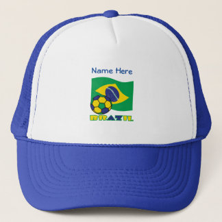 Boné Bola de Futebol Bandeira Brasileira Azul Personali