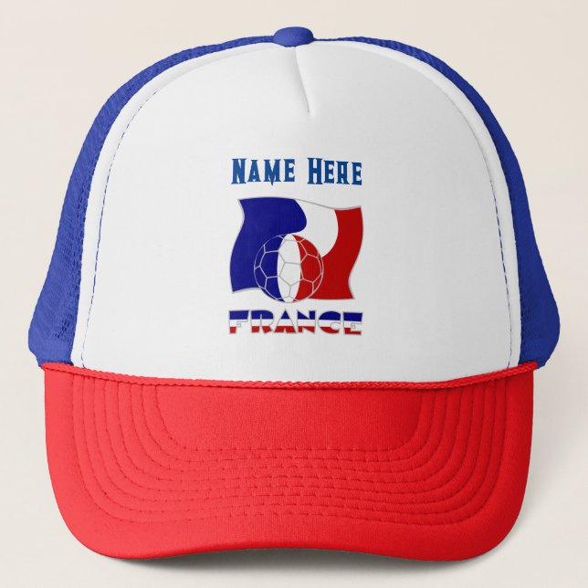 Boné Bola de Futebol Bandeira Francesa Personalizada  (Frente)