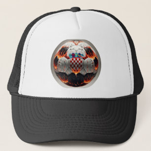 Boné Bola de futebol com chamas e bandeira croata