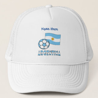 Boné Bola de Futebol e Bandeira da Argentina Personaliz