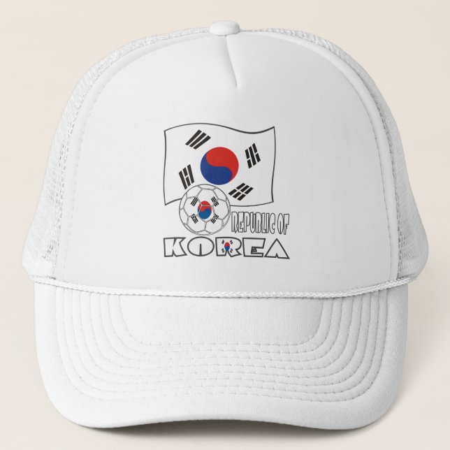 Boné Bola de Futebol e Bandeira da República da Coreia  (Frente)