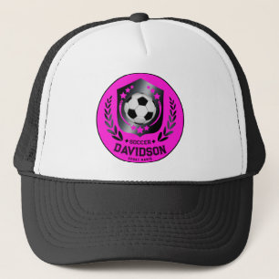 Boné Bola de Futebol Preta Rosa Com Nome Personalizado