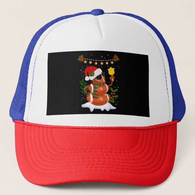Boné Bola de futebol Snowman Santa Hat Feliz Natal (Frente)