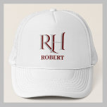 Boné Bola de Nome do Monograma Personalizado<br><div class="desc">LAYERING ÚNICO DO MONOGRAMA — que lhe dá a sensação de profundidade, simples e sofisticada. Perfeito como presentes de dia de os pais para pai, presentes para avô, marido, melhor homem, padrinhos de casamento e muito mais. Ou, você pode apenas se divertir! E, sim, há um cobrir de cabeça de...</div>