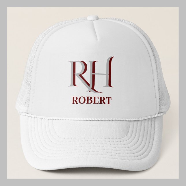 Boné Bola de Nome do Monograma Personalizado (Criador carregado)