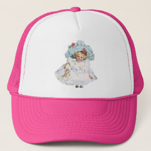 Boné Boneca de Menina Vitoriana Antiga, Vestido de Pásc