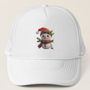 Boné Boneco de Neve Alegre Com Chapéu de Papai Noel