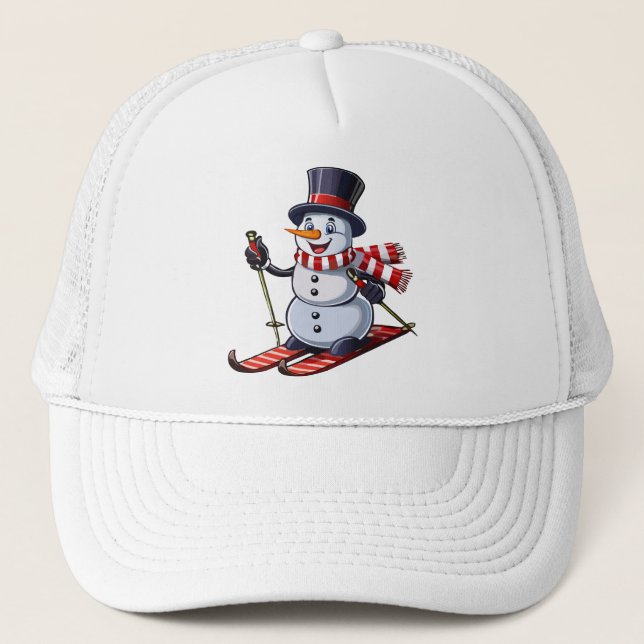 Boné Boneco de neve de esqui em um chapéu alto com um c (Frente)