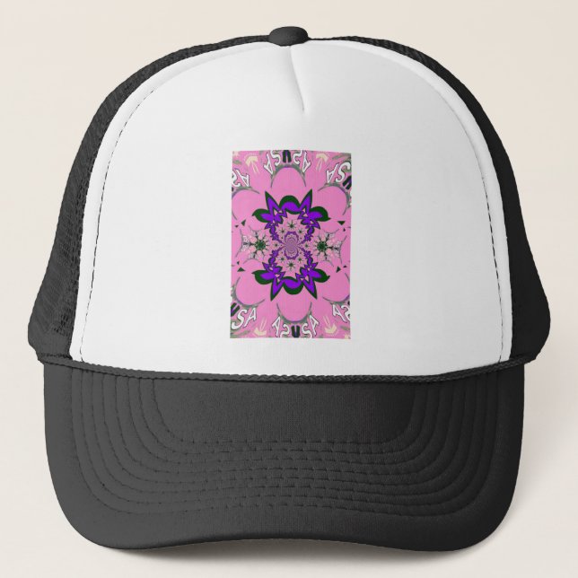 Boné Bonita Bebê Rosa Floral Roxo-Forte Arte-Motif (Frente)