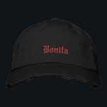 Boné Bonita Black Old English Womens<br><div class="desc">Bonita Black Old English Embroiderando Boné de beisebol feminino</div>