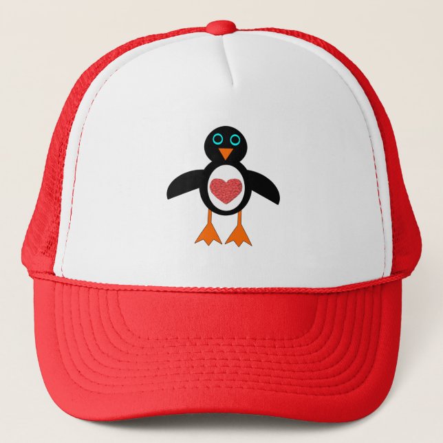 Boné Bonito Amor Coração Pinguim Hat (Frente)