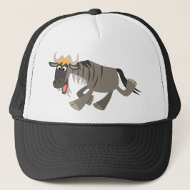 Boné Bonito e Feliz Cartoon Wildebeest Hat