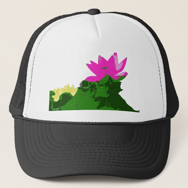 Boné bonito rosa e água amarela (Frente)