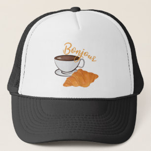 Boné Bonjour Croissant Coffee Breakfast - Café Francês
