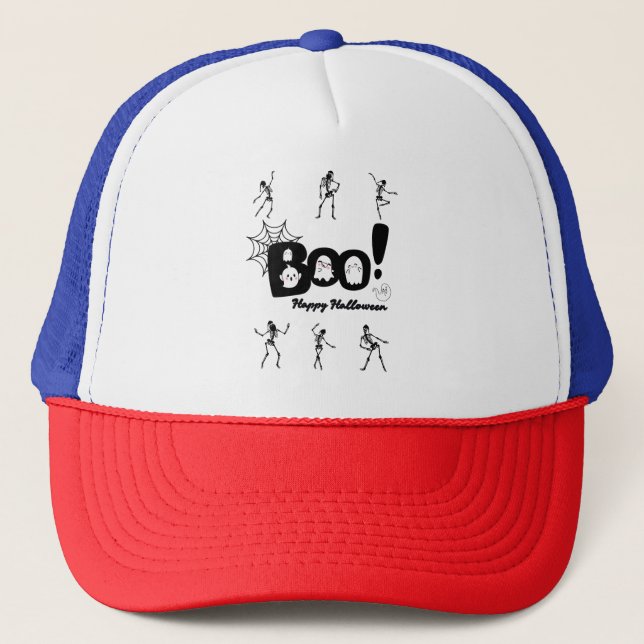 Boné Boo Boo Fantasma & Esqueletos Halloween assustador (Frente)