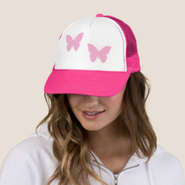 Boné Borboletas Rosa em Rosa Quente e Branco