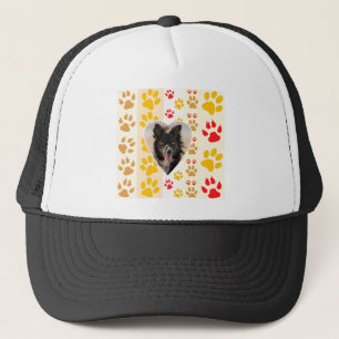 Boné Borda Collie Paw Print Love Heart