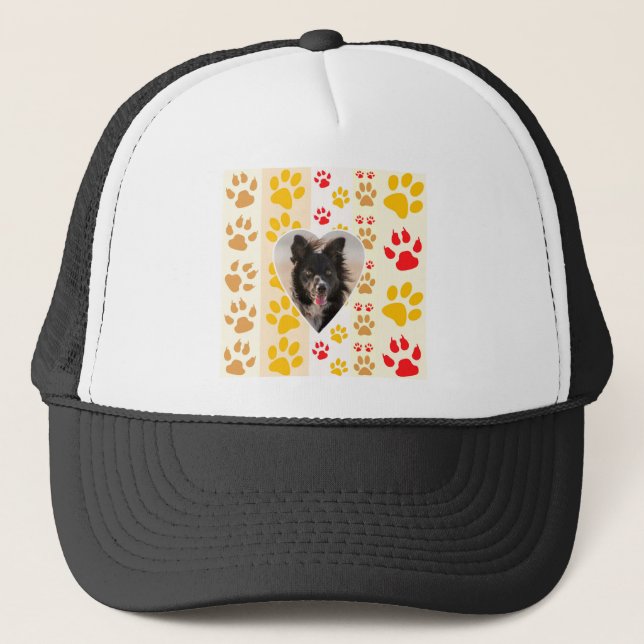 Boné Borda Collie Paw Print Love Heart (Frente)