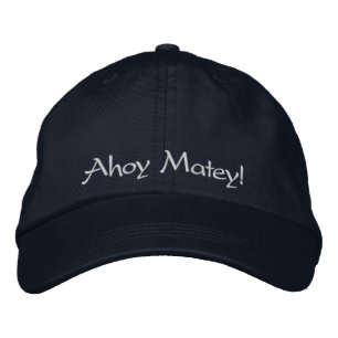Boné Bordado Ahoy Matey! Para o pirata na sua vida Marinho Azul