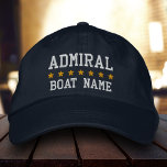 Boné Bordado Almirante Náutico Seu Nome De Barco Azul<br><div class="desc">Almirante Azul Náutico Seu Nome De Barco Nome Personalizado Boné Baseball</div>
