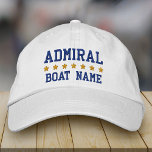 Boné Bordado Almirante Náutico Seu Nome De Barco Branco<br><div class="desc">Almirante Náutico Seu Nome De Barco Personalizado Boné De Baseball Branco</div>