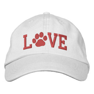 Boné Bordado AMOR com Impressão de Pata de Cão  Cute Canine L