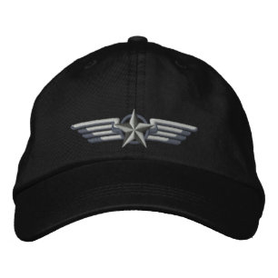 Boné Bordado Aviation Embroidered Star Badge Pilot Wings