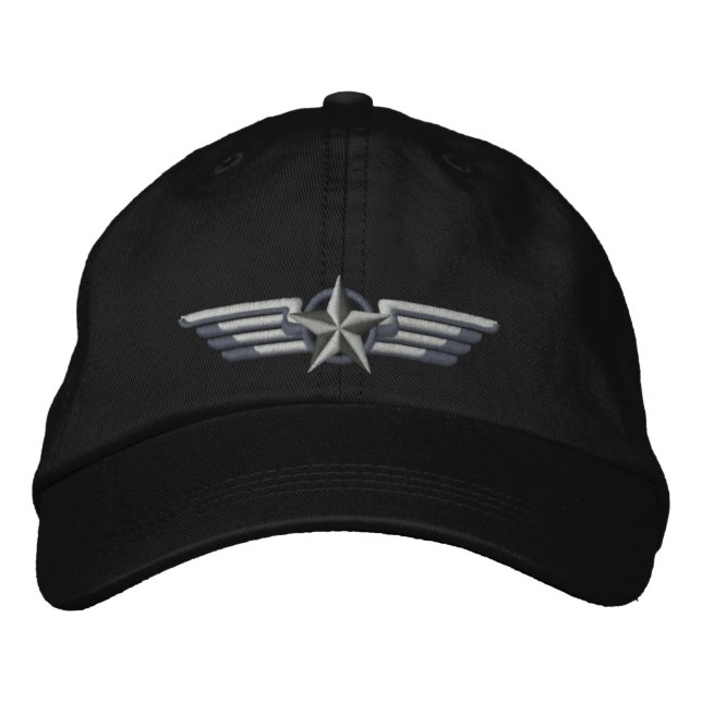 Boné Bordado Aviation Embroidered Star Badge Pilot Wings (Frente)