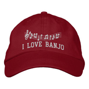 Boné Bordado Bordado Vermelho Adoro Banjo Hat