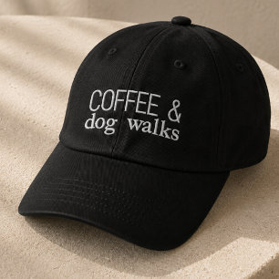 Boné Bordado Café e Passeios de Cachorro