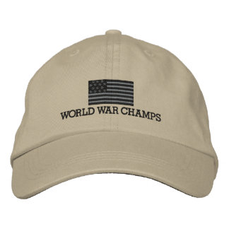 Boné Bordado Camps da Guerra Mundial - Bandeira Americana Cinza