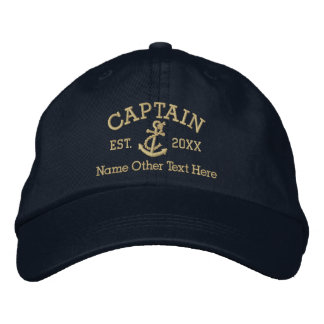 Boné Bordado Capitão Com Âncora Personalizada