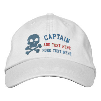 Boné Bordado Capitão Com Caveira E Ossos Cruzados personalizáve