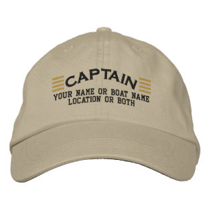 Boné Bordado CAPTAIN Stripes Personalizáveis Seu Nome Boat Loca