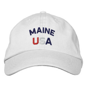 Boné Bordado Chapéu Branco bordado do Maine USA
