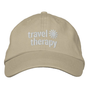 Boné Bordado Chapéu da Terapia do viagem   Cáqui