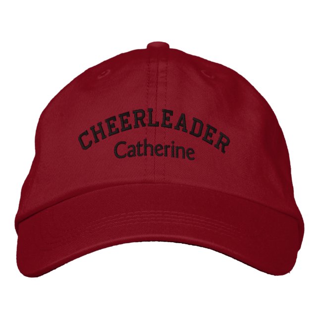 Boné Bordado Cheerleader Personalizado Vermelho e Preto (Frente)