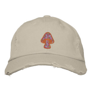 Boné Bordado Cogumelo de Flores Hippie