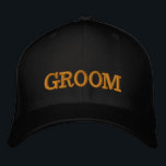 BONÉ bordado de baseball em cor GROOM - Ouro / pre<br><div class="desc">Chapéus bordados: ouro clássico / boné preto de beisebol da moda com texto "GROOM" para despedida de solteiro/festa de pancada,  casamento,  festa de fantasia vestida / noite para fora</div>