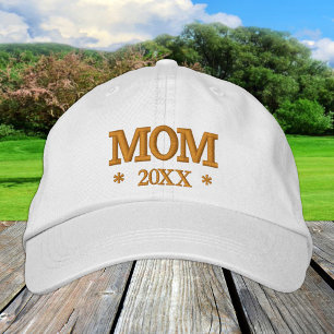 BONÉ bordado de baseball MOM 20XX - Ouro / branco