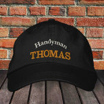 Boné bordado de baseball / ouro bordado de HANDYMA<br><div class="desc">Chapéus bordados: ouro clássico / boné de beisebol preto da moda com texto "HANDYMAN" e seu "nome" para o melhor homem do mundo,  repara mestre,  conserte tudo / chapéus de negócios</div>