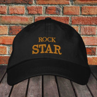 BONÉ bordado de beisebol ROCK STAR - ouro / preto